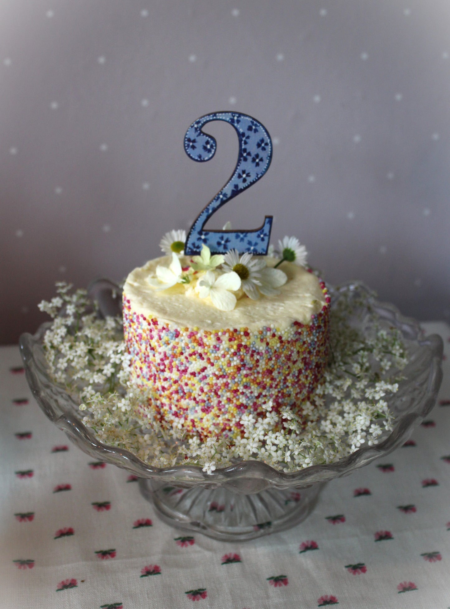 Number 2- Wooden Cake Topper