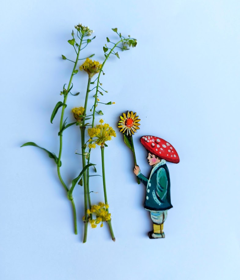 Flower Children ~ Set of Four Hanging Wooden Decorations