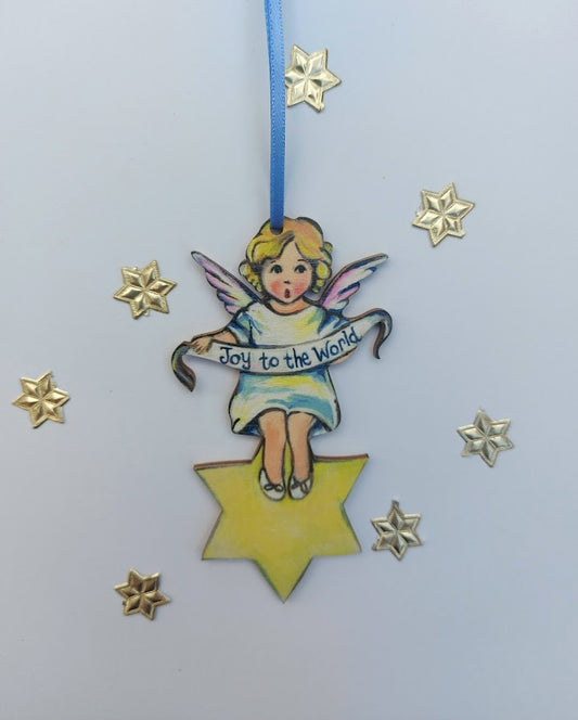 Joy Angel ~ Hanging Wooden Decoration