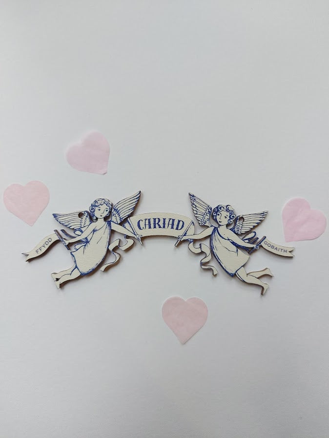 Fydd, Gobaith, Cariad ~ Hanging Wooden Decoration (Large)