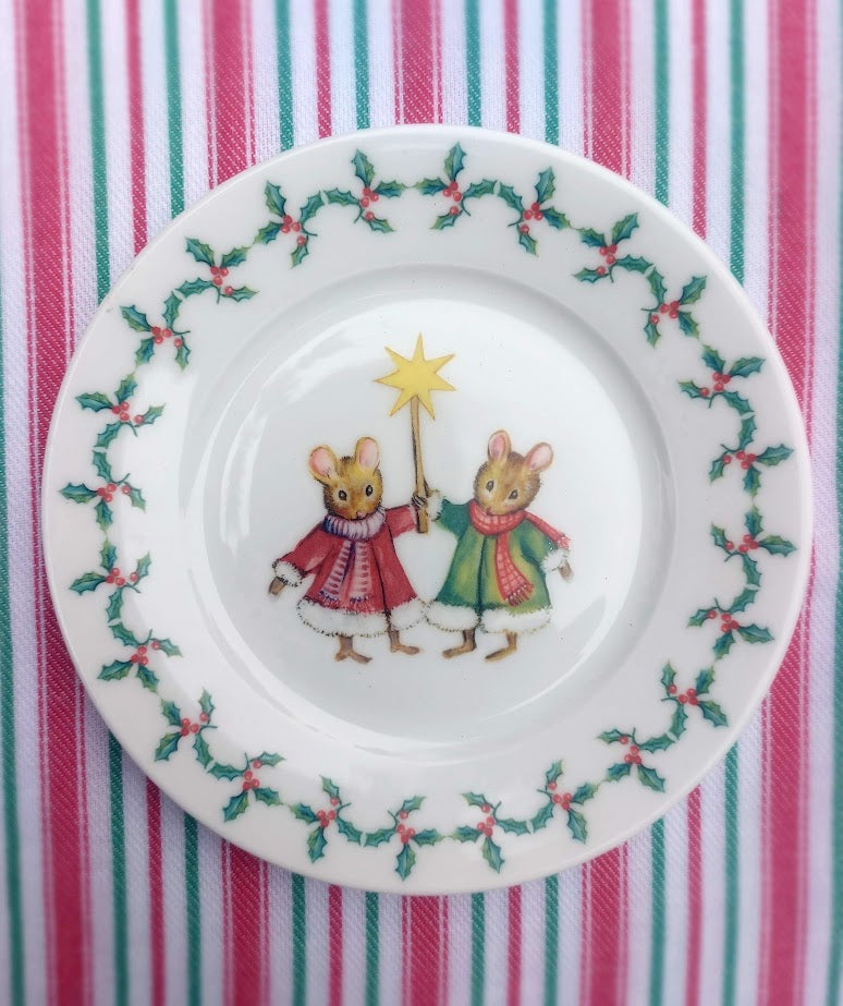 Twin Mice ~ 6.5" Festive fine bone china side plate