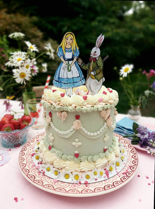 Alice In Wonderland ~Wooden Cake Topper Set