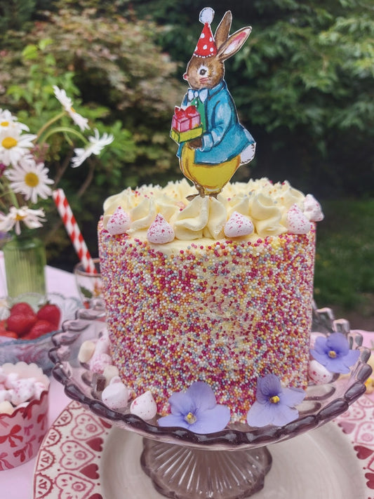 Birthday Boy Bunny- Wooden Cake Topper