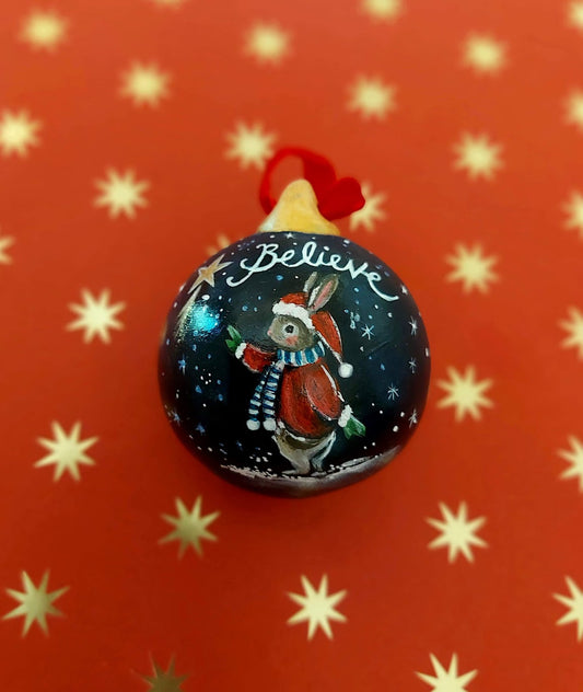 PRE ORDER~ Believe Bauble 2025 ~ Hand Painted Ceramic Bauble by Amy Swann