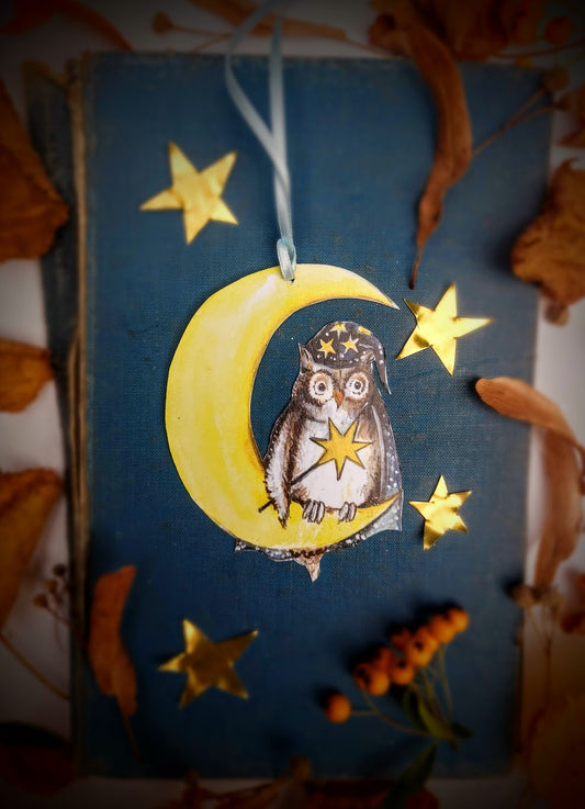 By The Light Of The Moon ~ Wooden Hanging Decoration