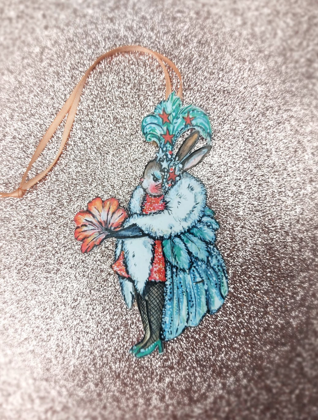 Kitty The Showgirl Bunny ~ Wooden Hanging Decoration
