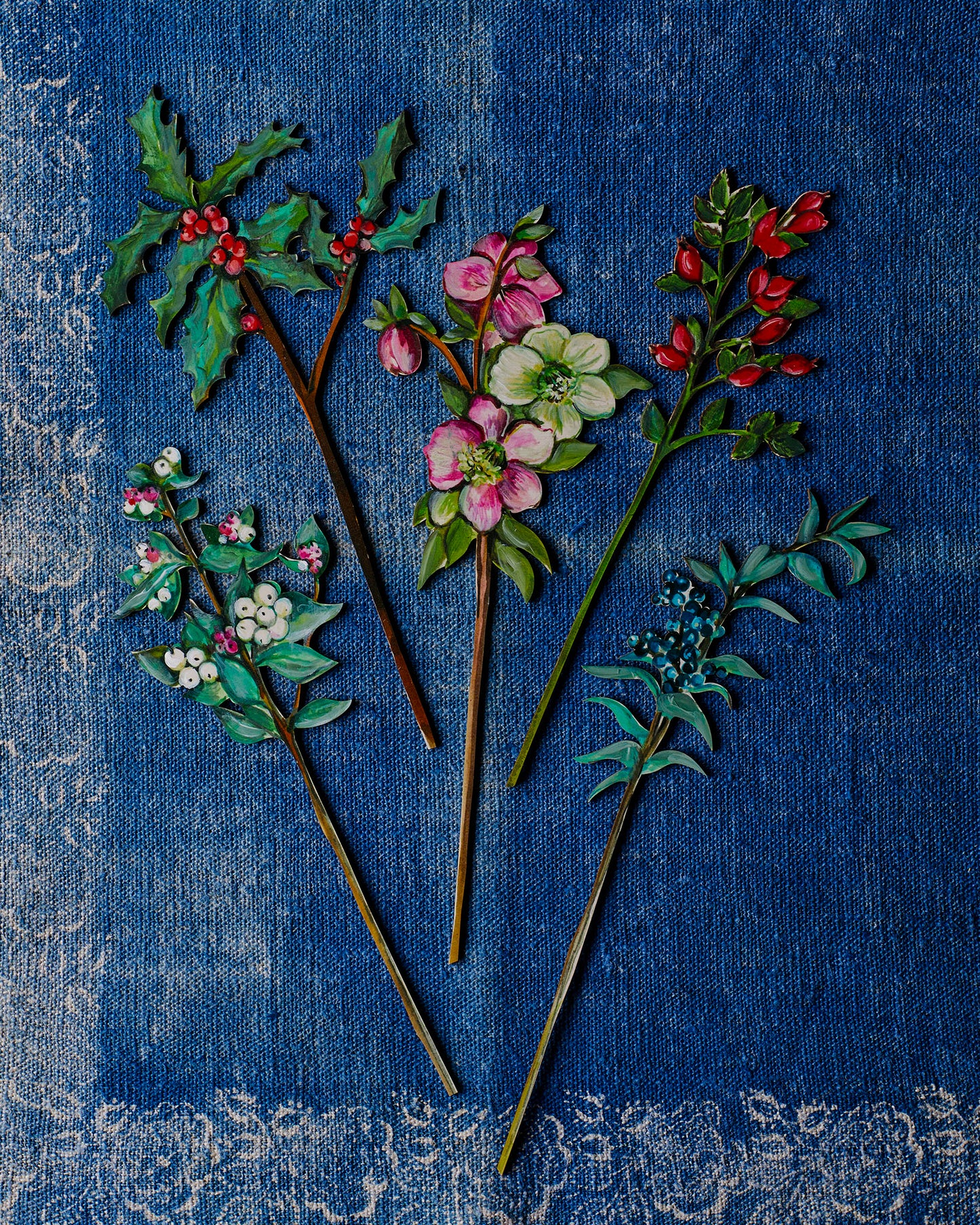 Red Berry Single Wooden Stem