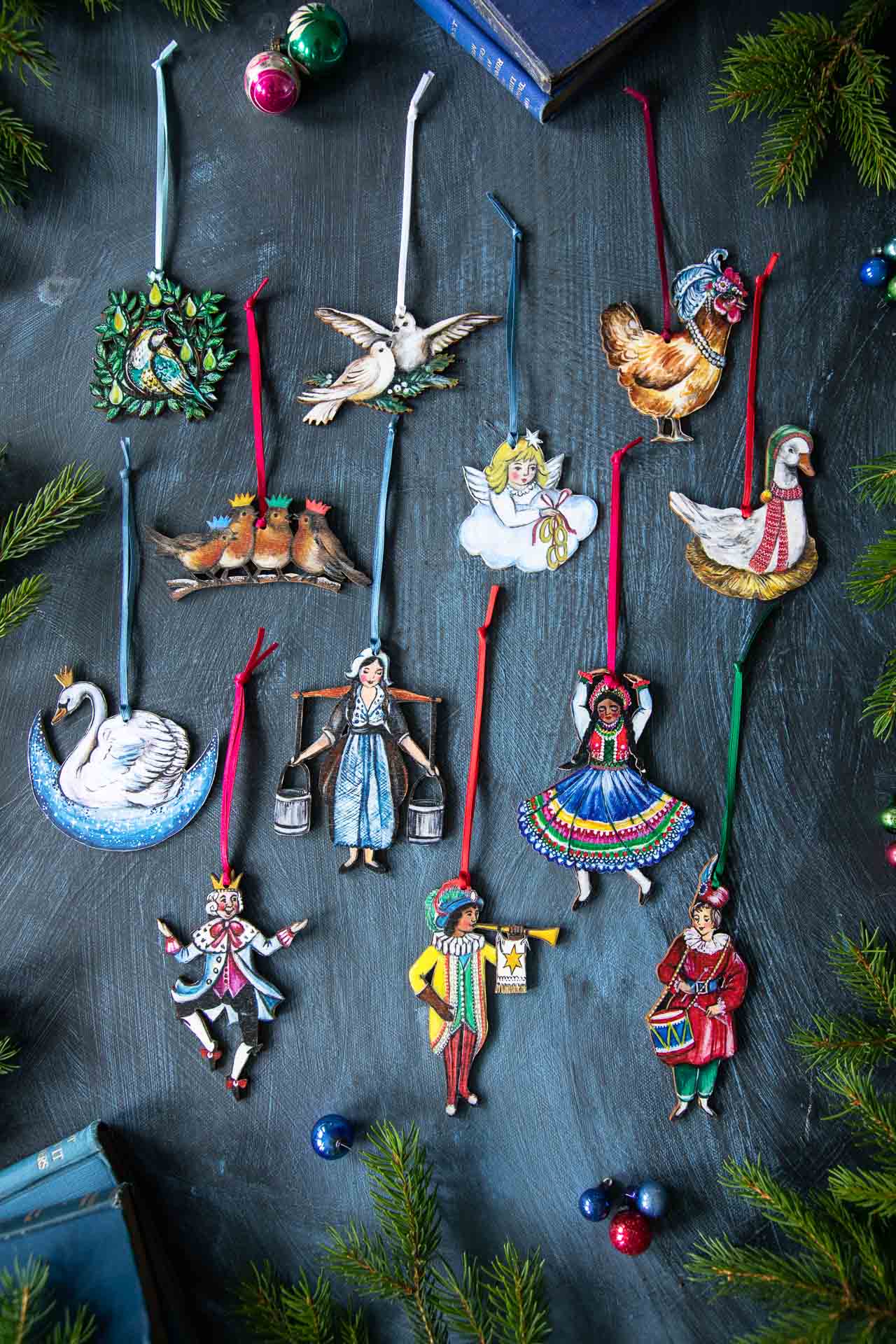 12 Days of Christmas ~ 7 Swans a Swimming ~ Hanging Wooden Decoration