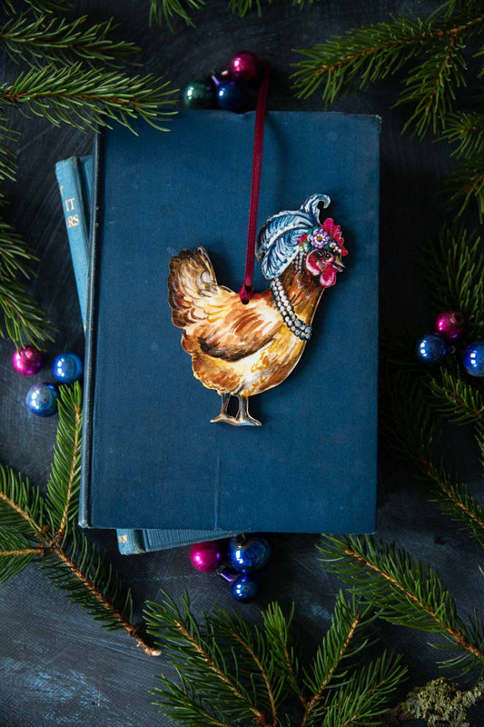 12 Days of Christmas~ 3 French Hens~ Hanging Wooden Decoration