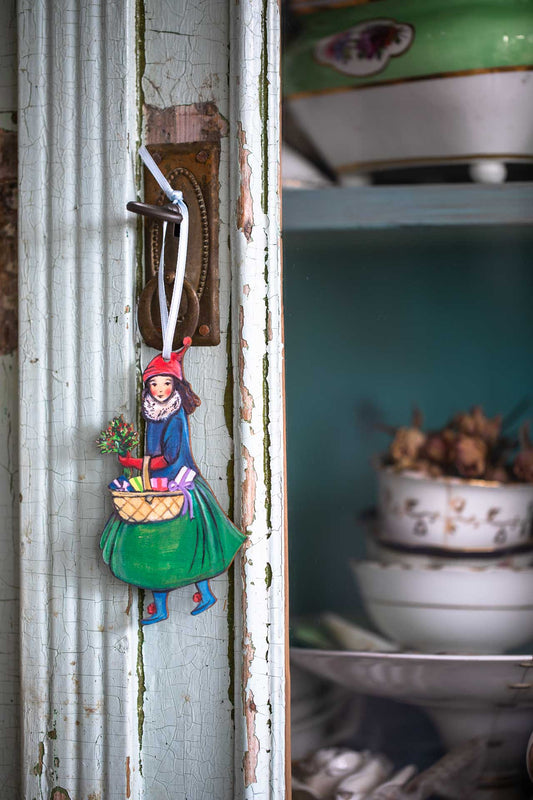 Gathering Holly ~ Wooden Hanging Decoration