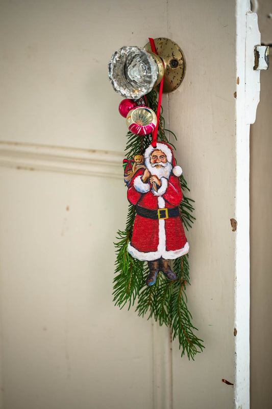 The Night Before Christmas ~ Father Christmas ~ Hanging Wooden Decoration