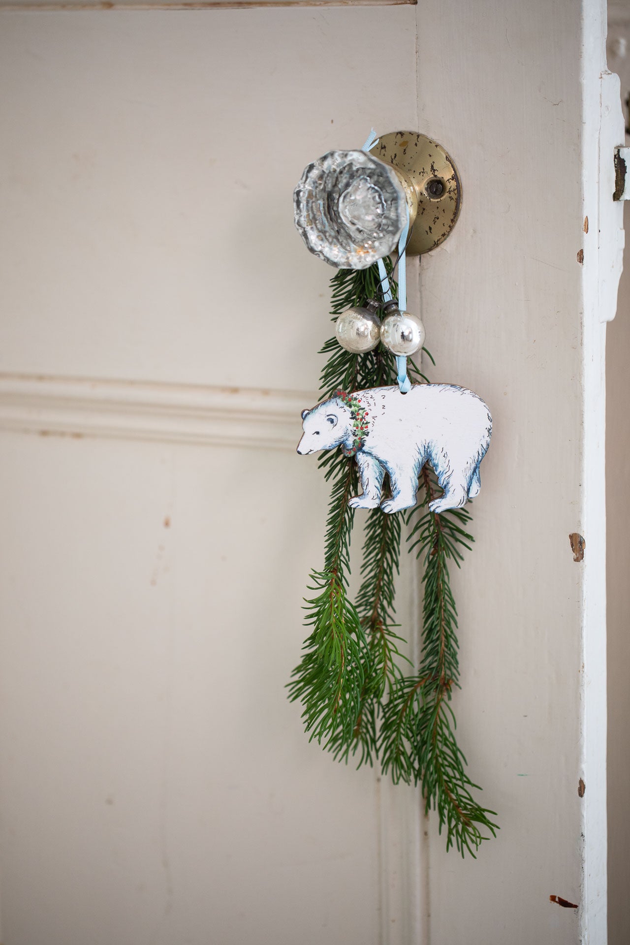 Balthazar Polar Bear ~ Hanging Wooden Decoration