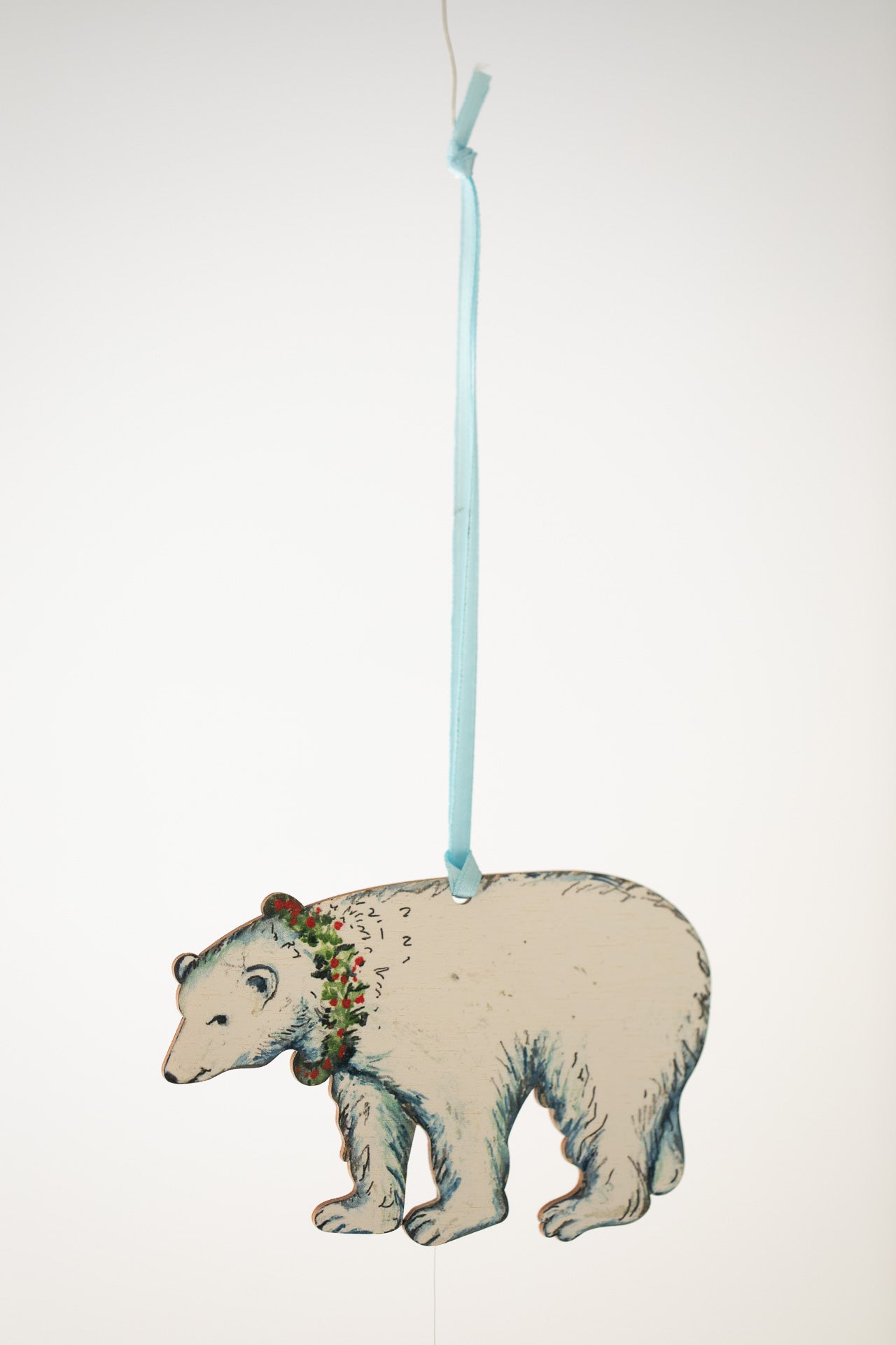 Balthazar Polar Bear ~ Hanging Wooden Decoration