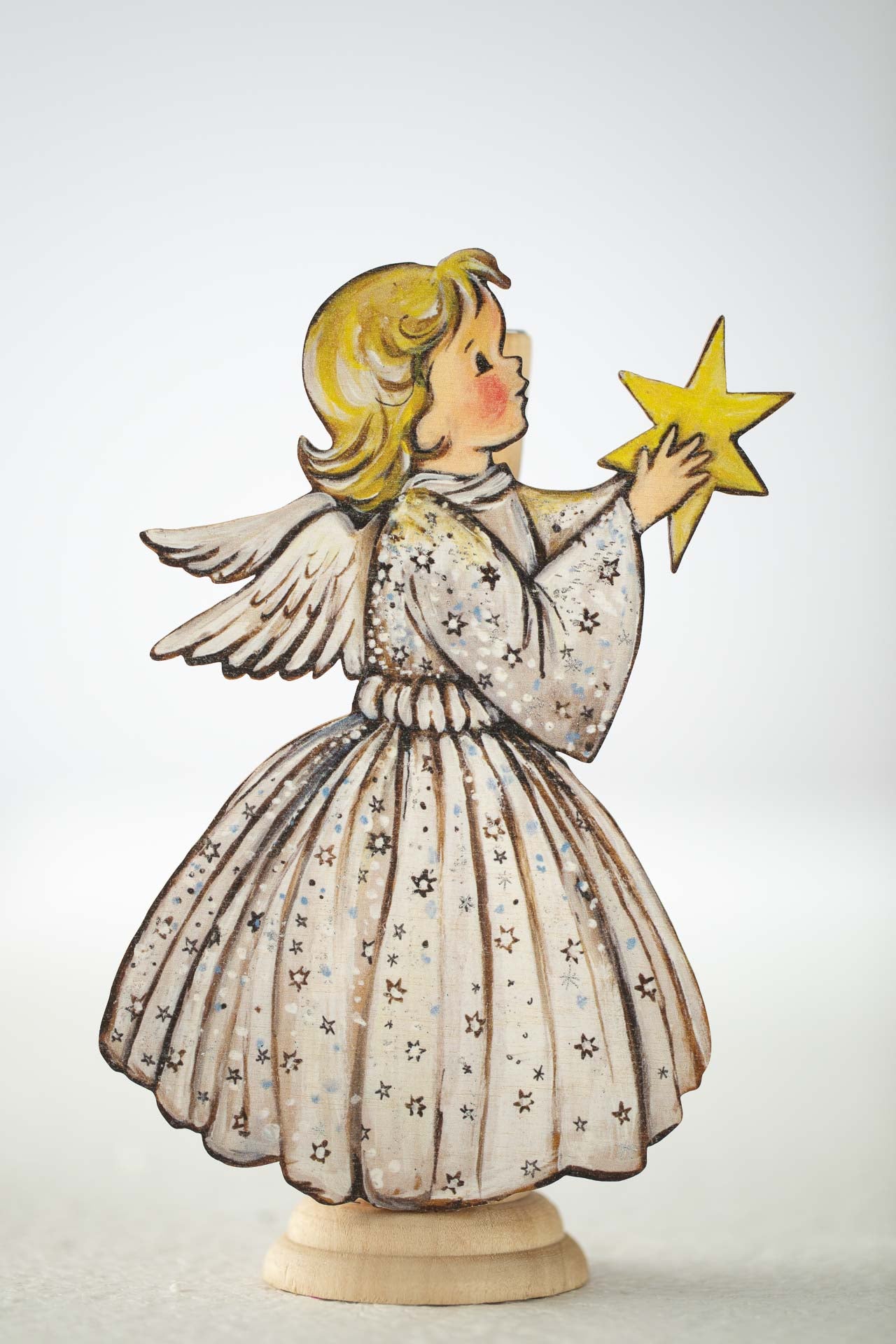 Wish on a Star ~ Wooden Angel Candle Holder