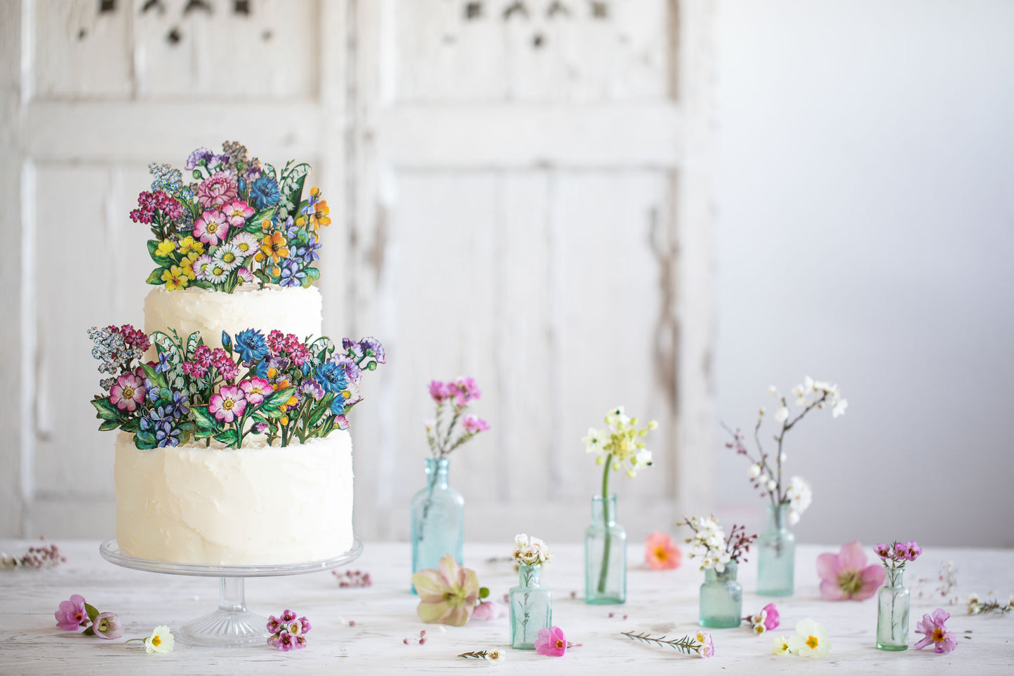 Wild Flower Meadow Cake Topper ~ Wooden Cake Topper ~POA