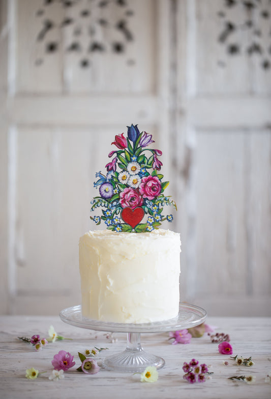 Frida Floral Cake Topper ~ Wooden Cake Topper
