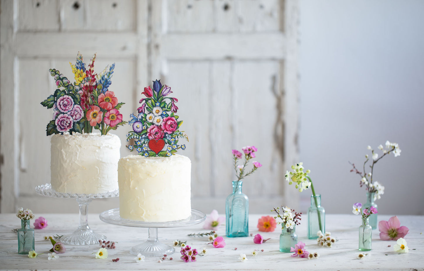 Trio of summer flowers ~ Wooden Cake Toppers