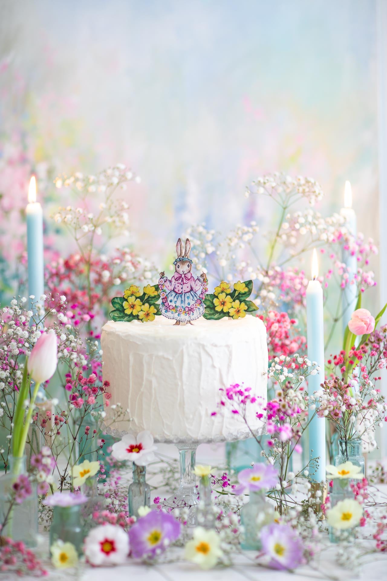 Flower Bunny Cake Topper ~ Wooden Cake Topper