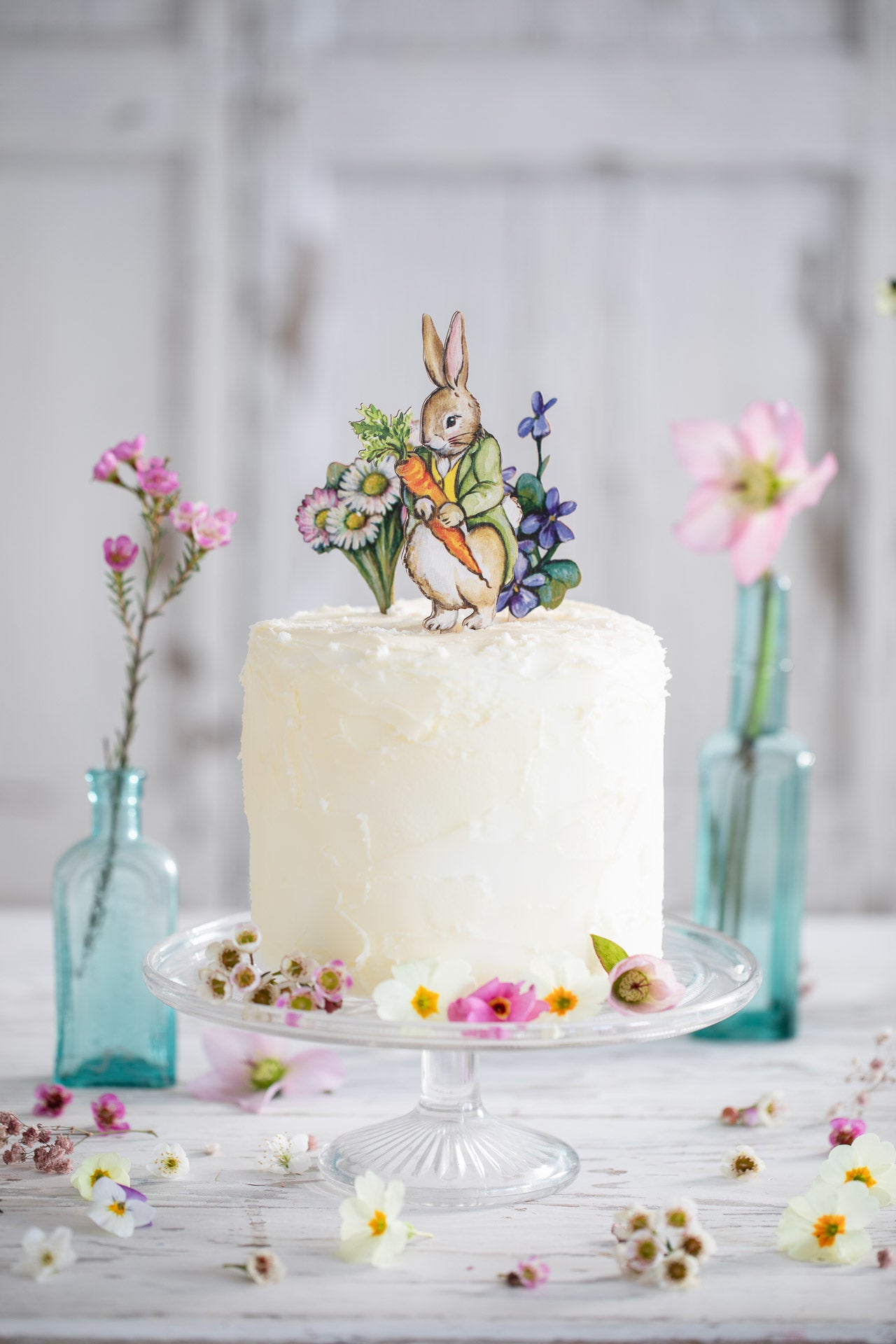 Easter Bunnies and Forget Me Not Cake Topper Trio ~ Amy Swann X Fortnum and Mason