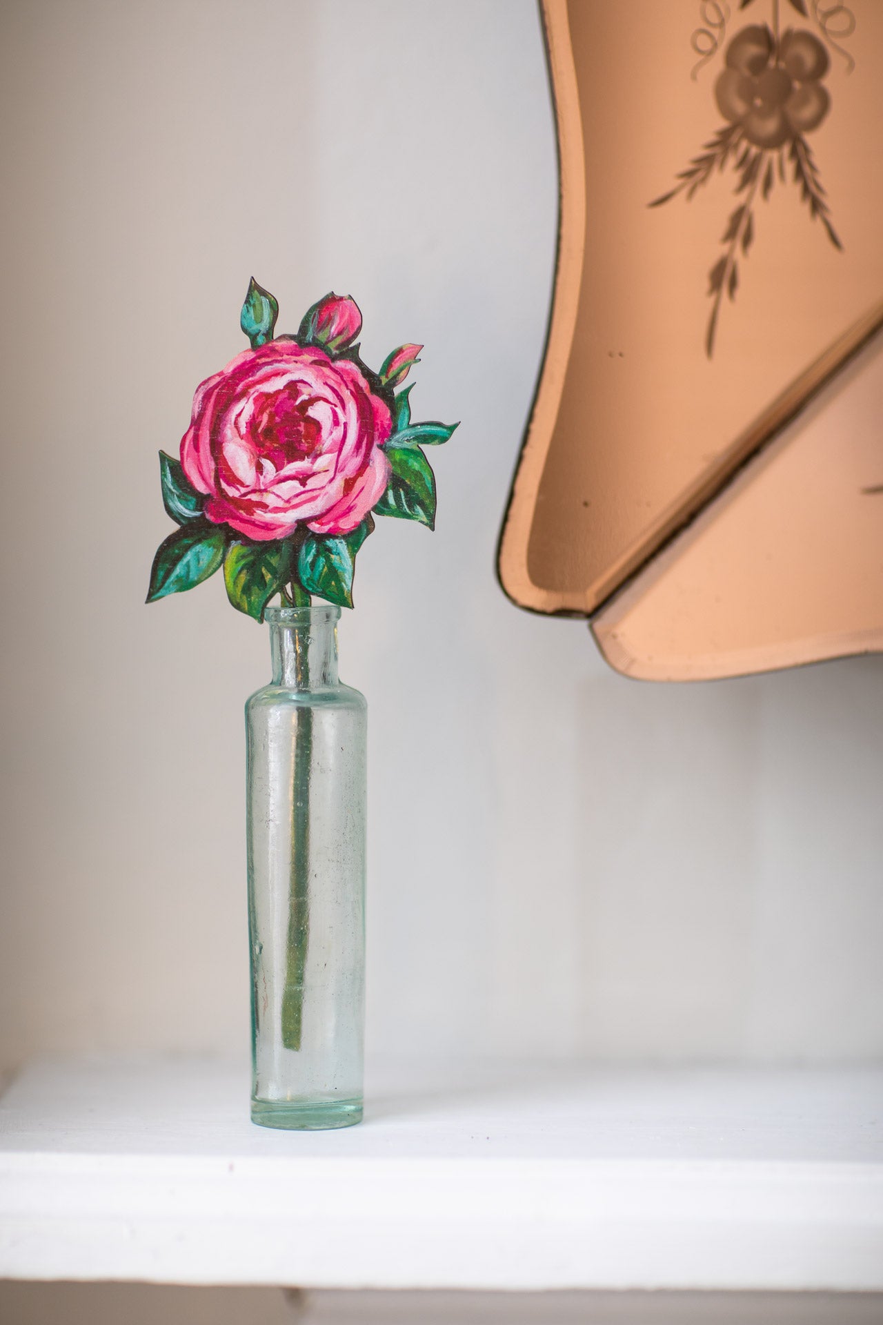 Rose ~ Raspberry ~ Single Wooden Stem