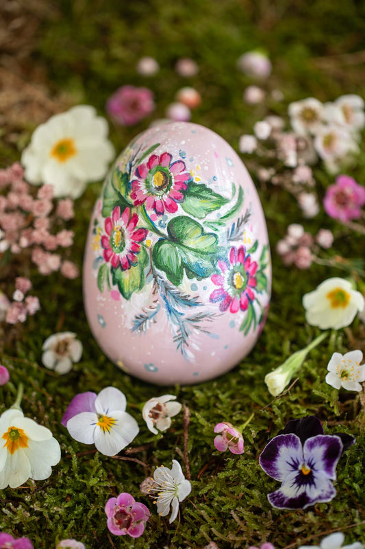 Large Hand Painted Wooden Heirloom Easter Egg ~ Cherish