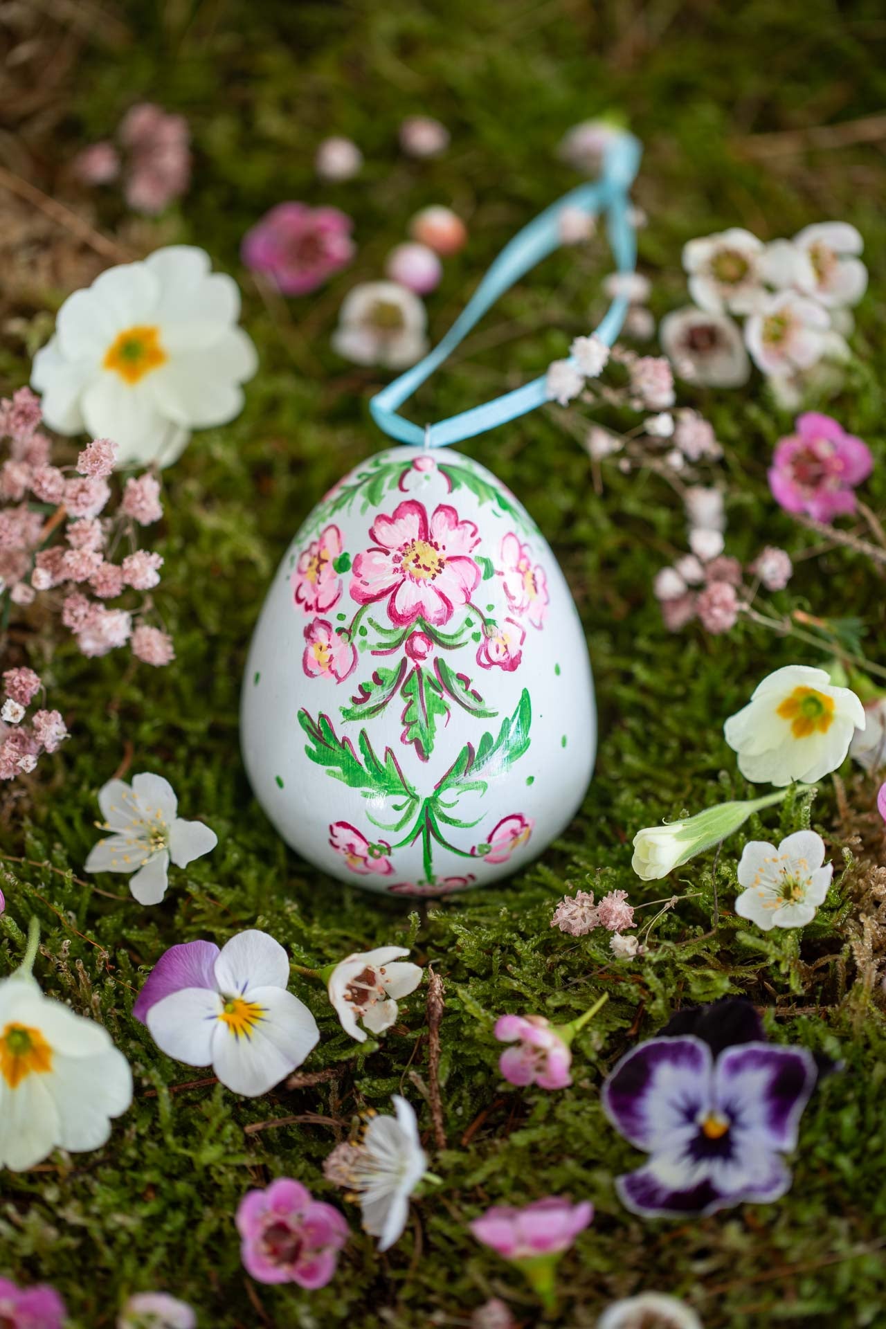 Dog Rose ~ Hand Painted Ceramic Egg