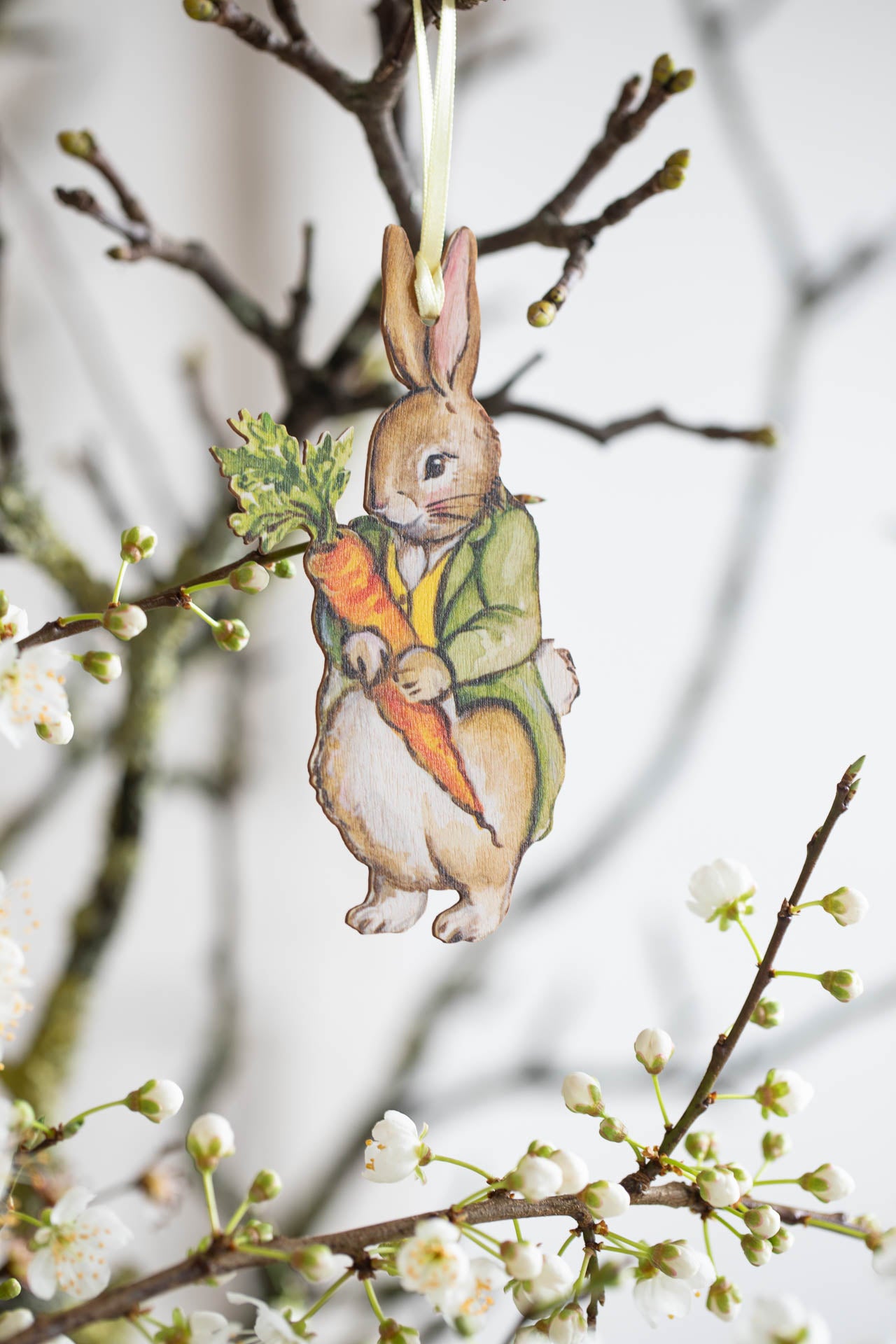 Mr Bunny with Carrot Hanging Wooden Decoration~ Fortnum & Mason X Amy Swann