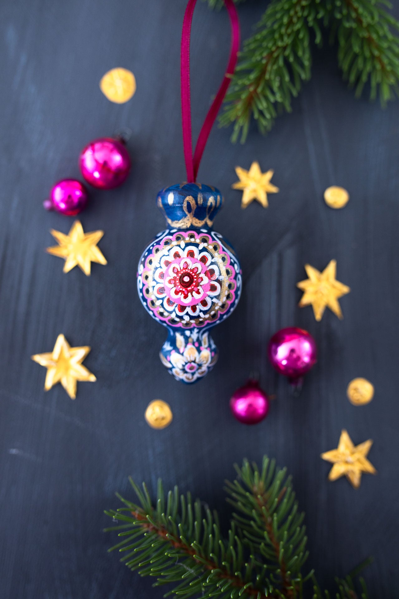 Rowen ~ Hand Painted Wooden Bauble