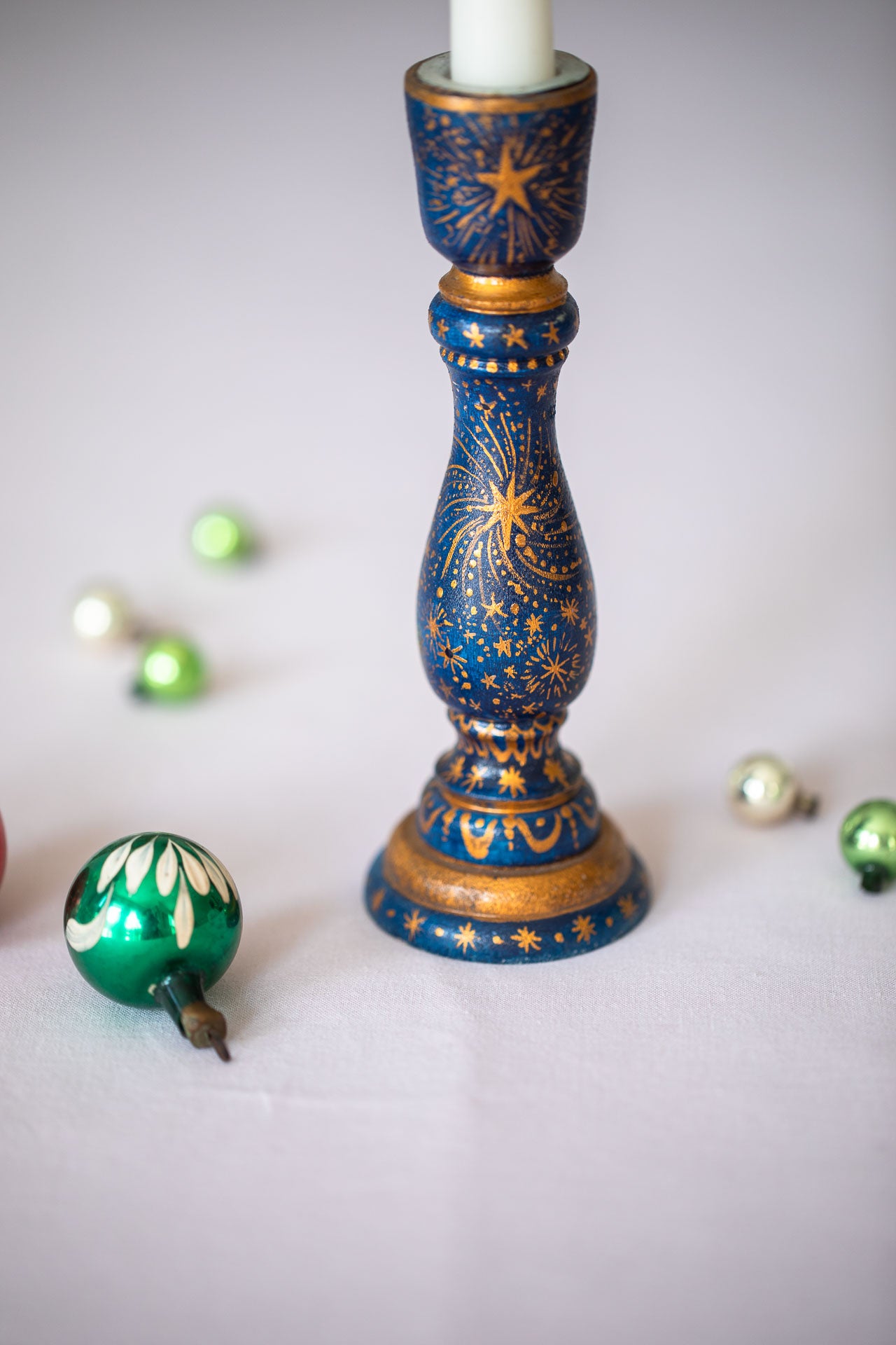 Starlight ~ Hand Painted Wooden Candle Holder