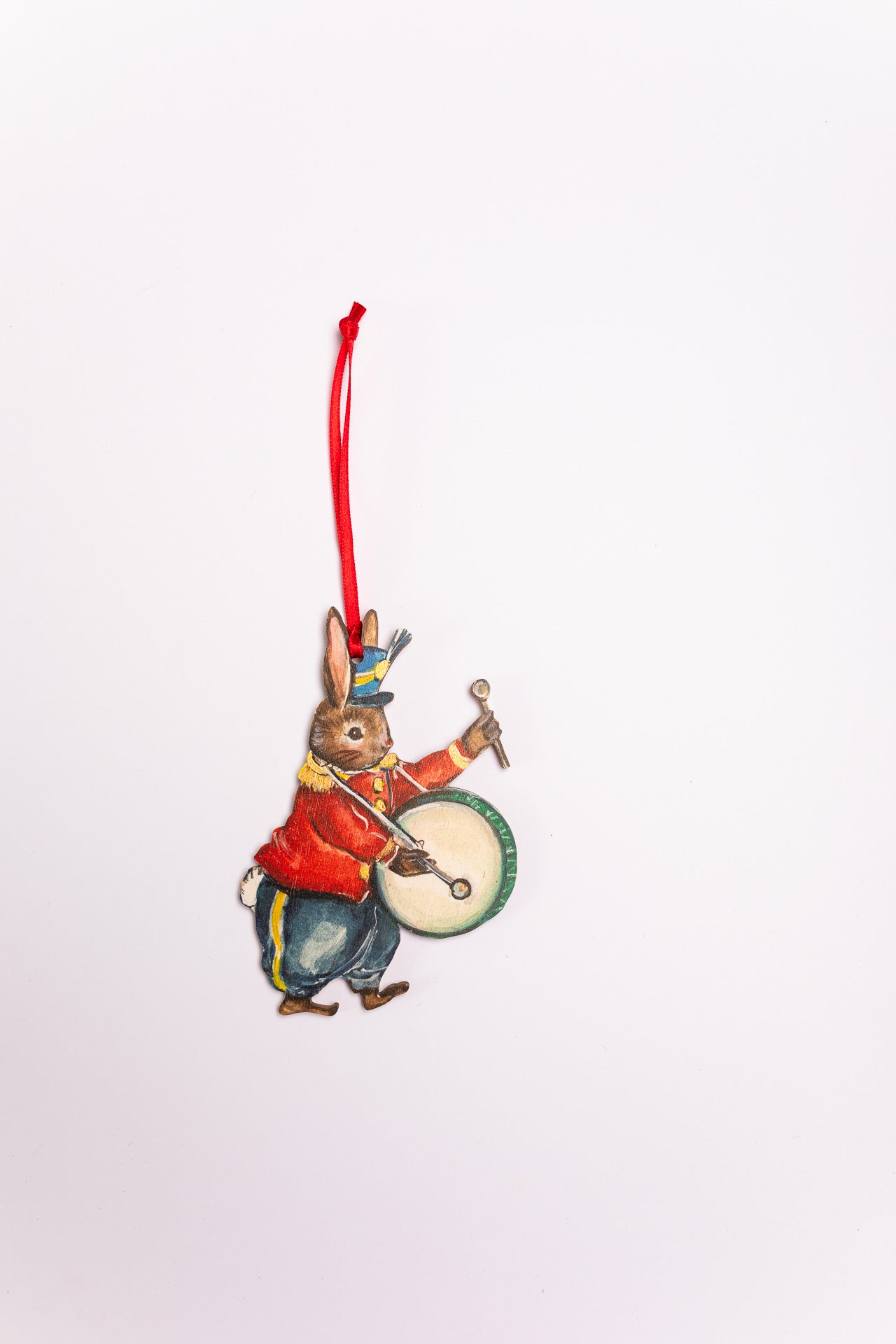 Amy Swann X Fortnum & Mason ~ Rabbit Drummer ~ Hanging Wooden Decoration