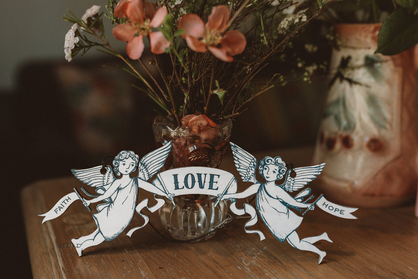Faith, Love, Hope~ Hanging Wooden Decoration (Large)