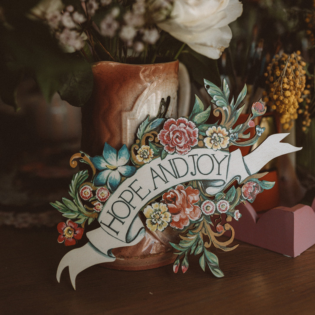 Hope & Joy ~ Wooden Decorative Banner