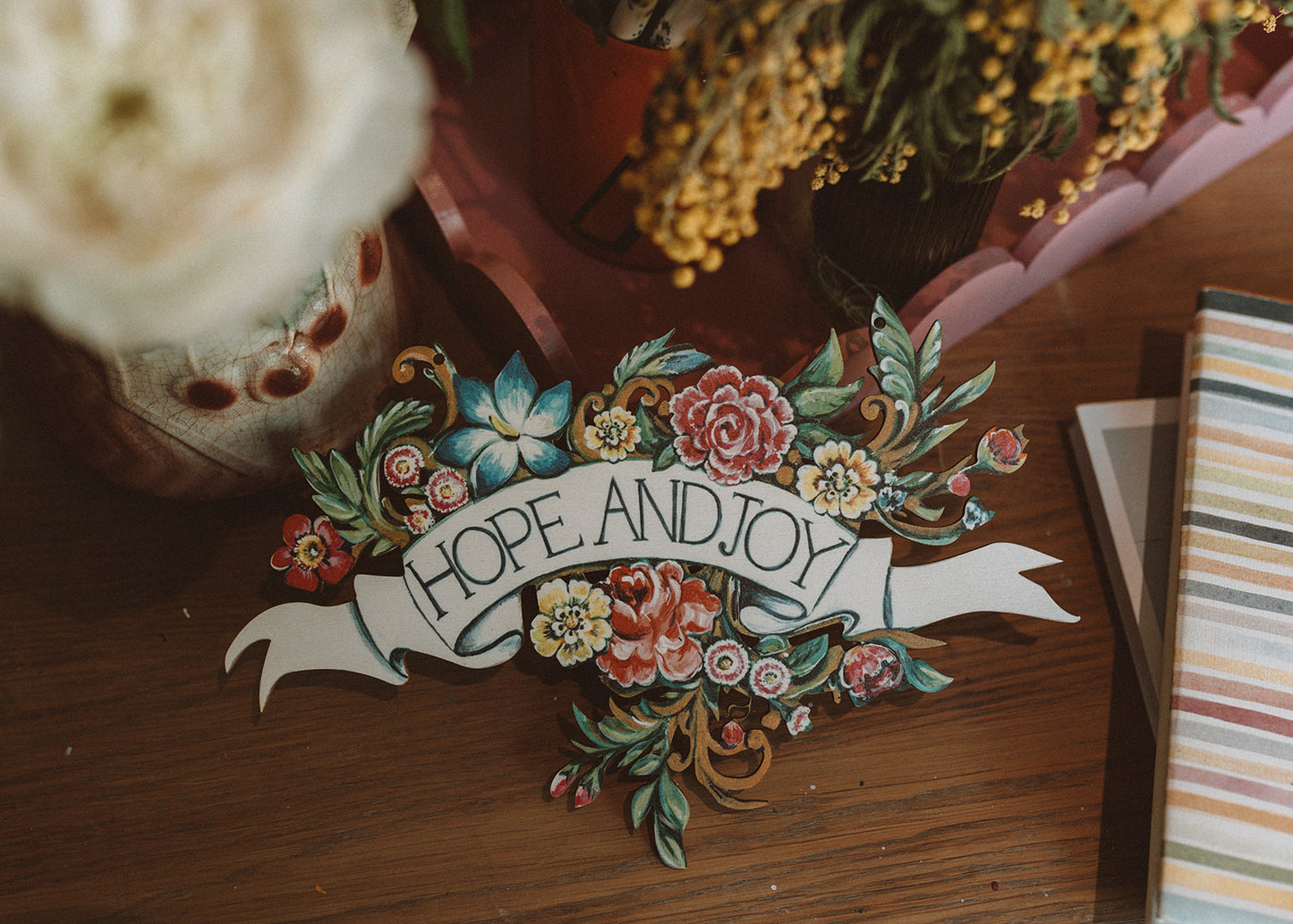 Hope & Joy ~ Wooden Decorative Banner