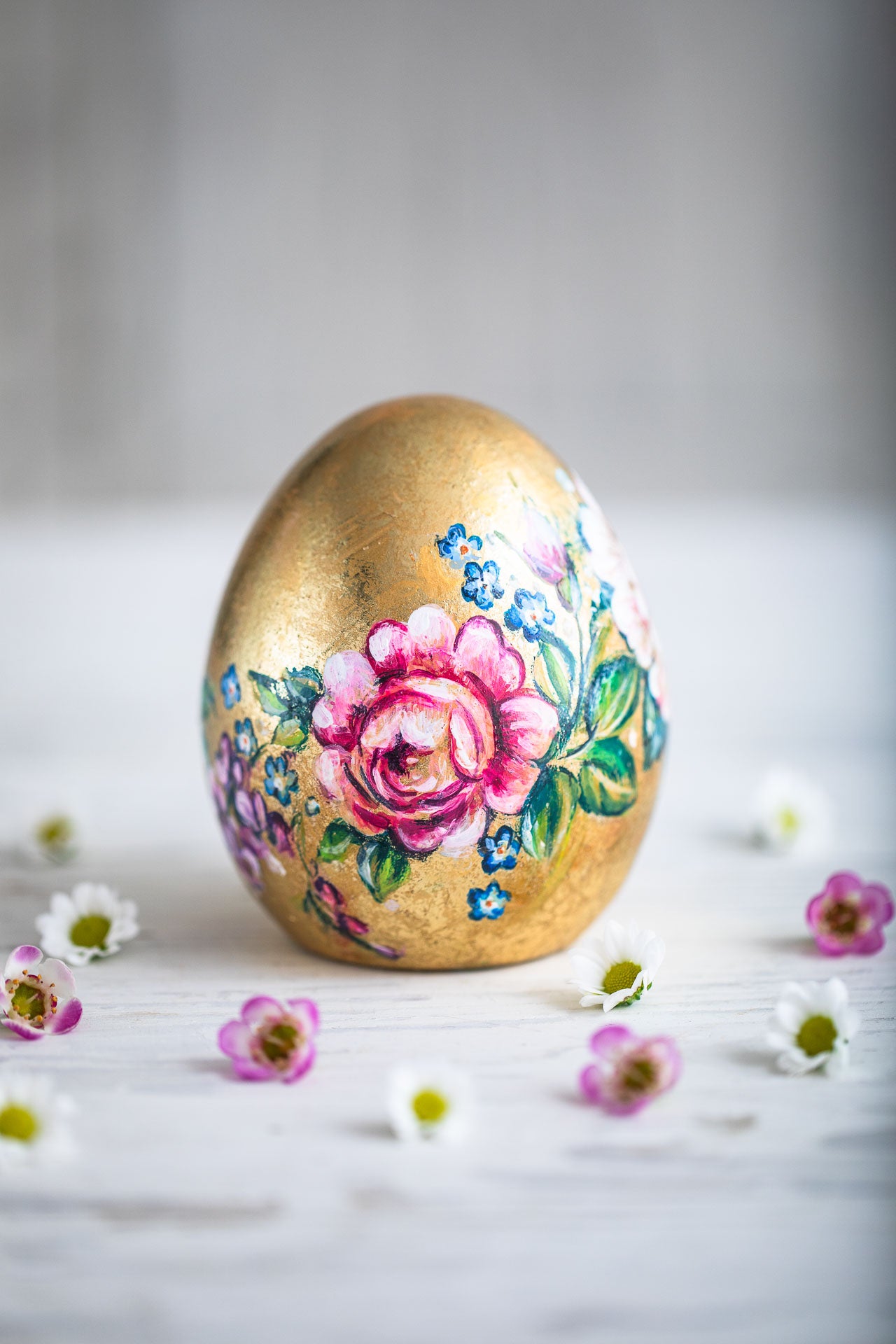 Large Gold Ceramic Hand Painted Egg