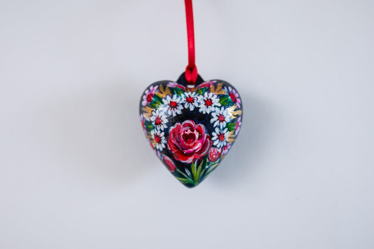 Magdelena ~ Hand Painted Cermic Heart Bauble
