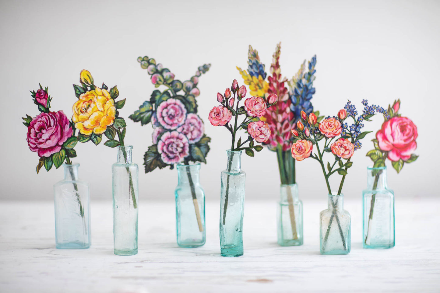 Pink Rose (facing right) ~ Wooden Single Stem