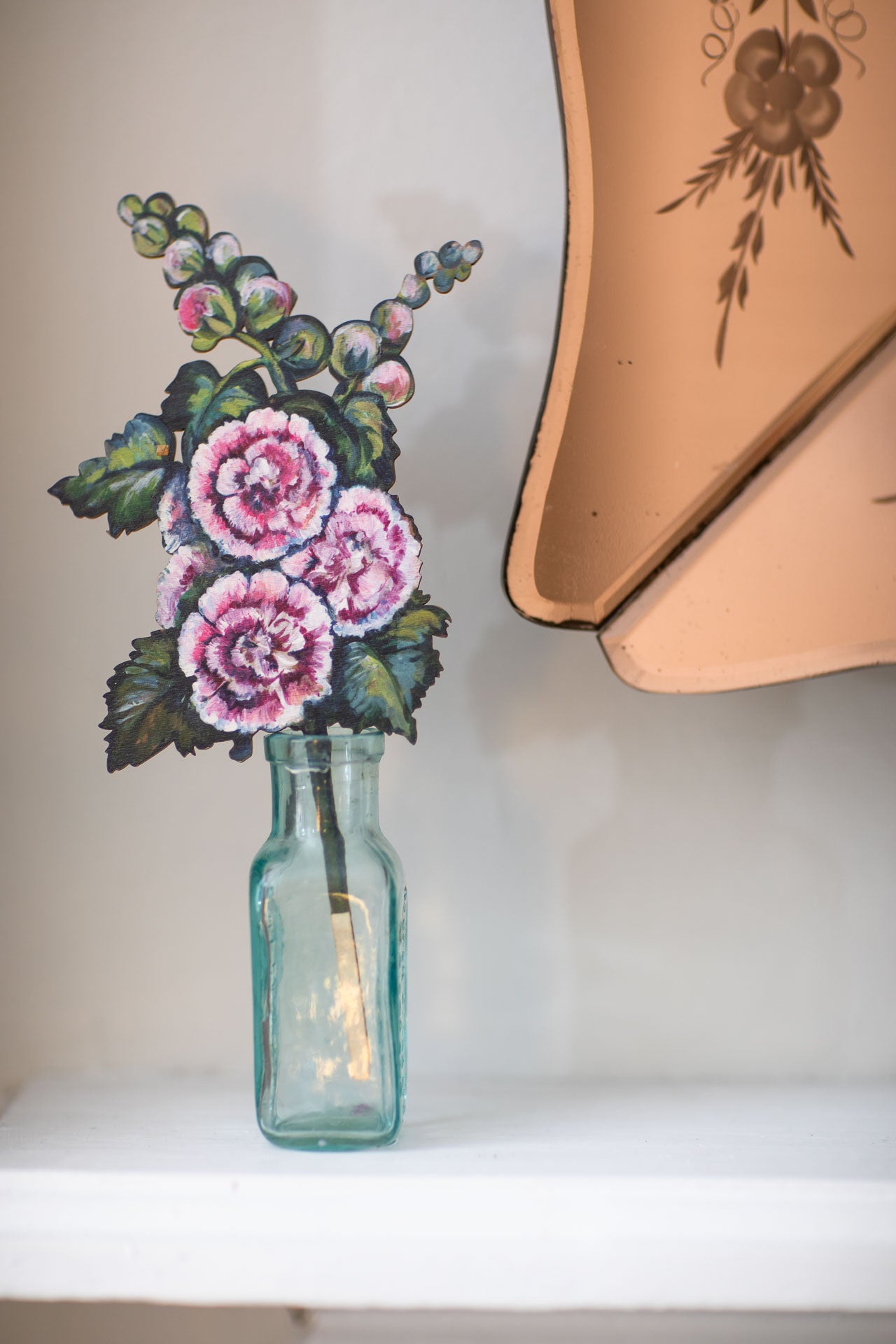 Hollyhock ~ Single Wooden Flower