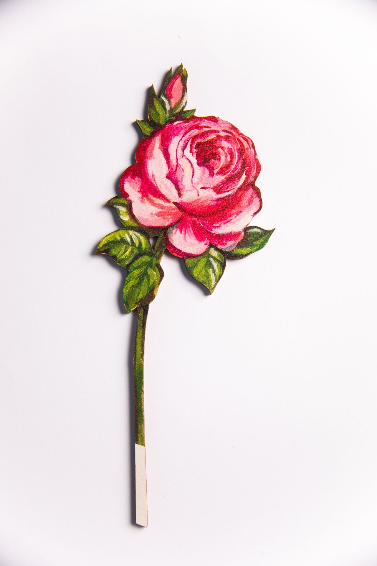 Pink Rose (facing right) ~ Wooden Single Stem