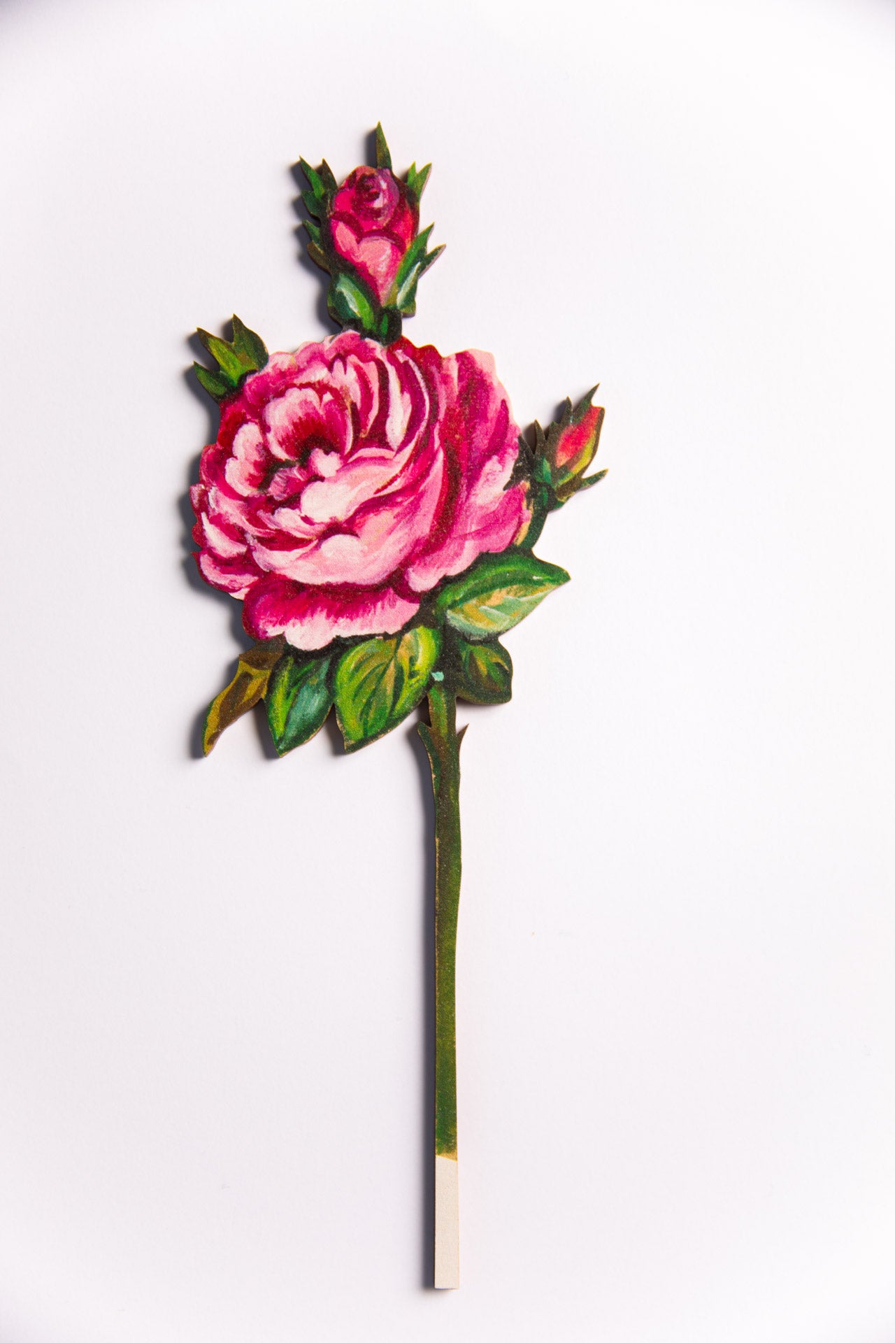 Pink Rose ~ Single Wooden Flower Stem