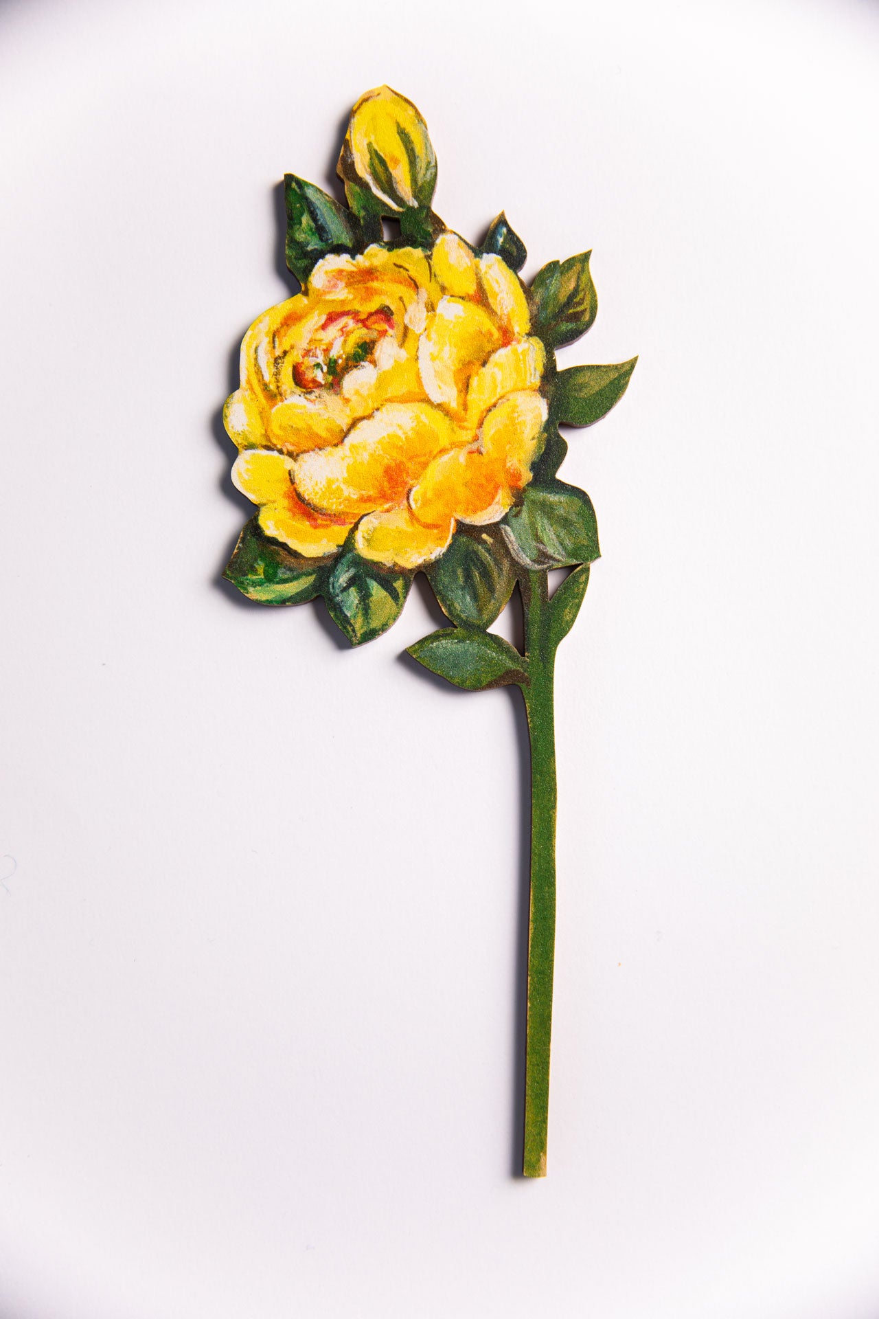 Yellow Rose ~ Single Wooden Flower