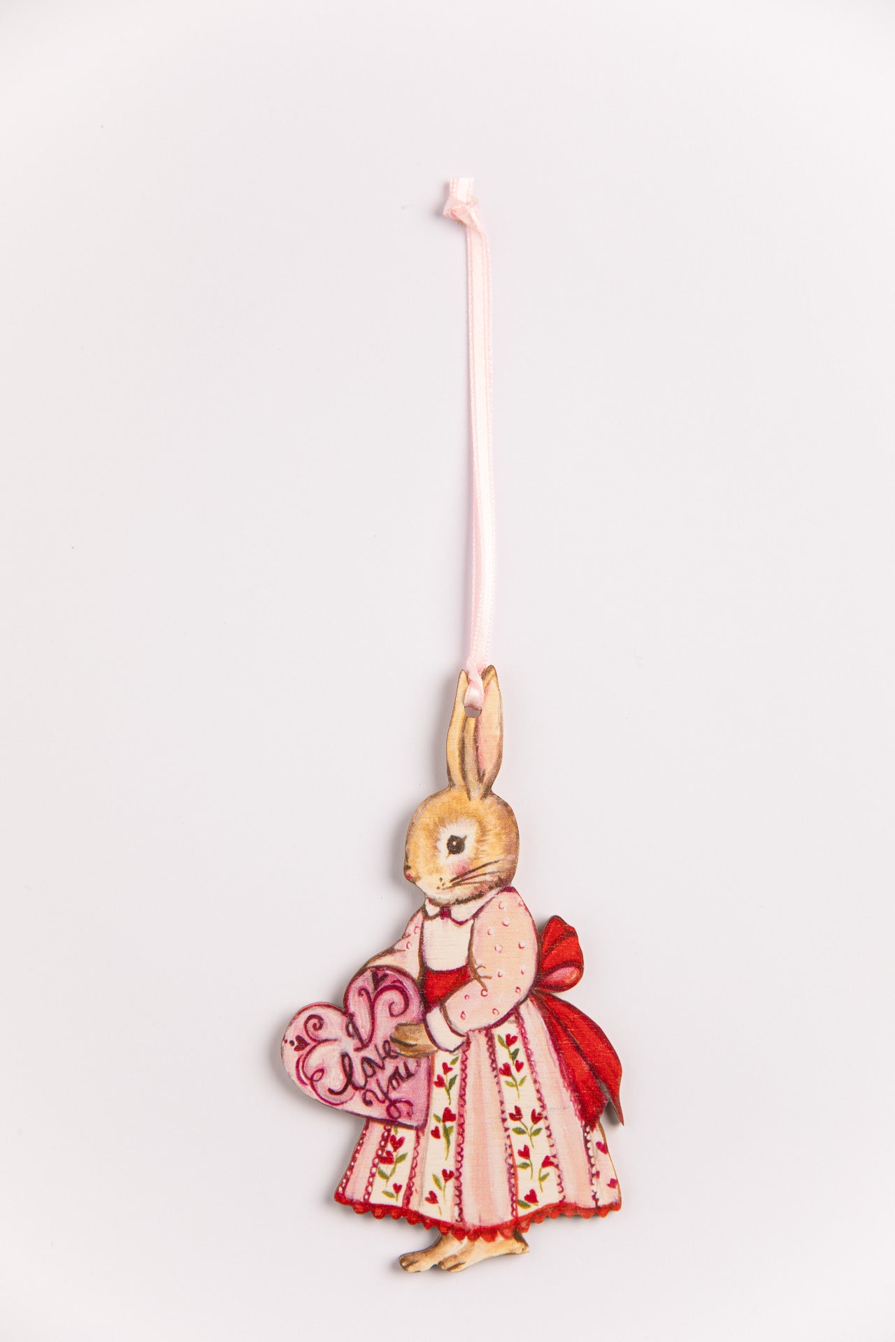 I Love You ~ Girl Bunny ~ Hanging Wooden Decoration