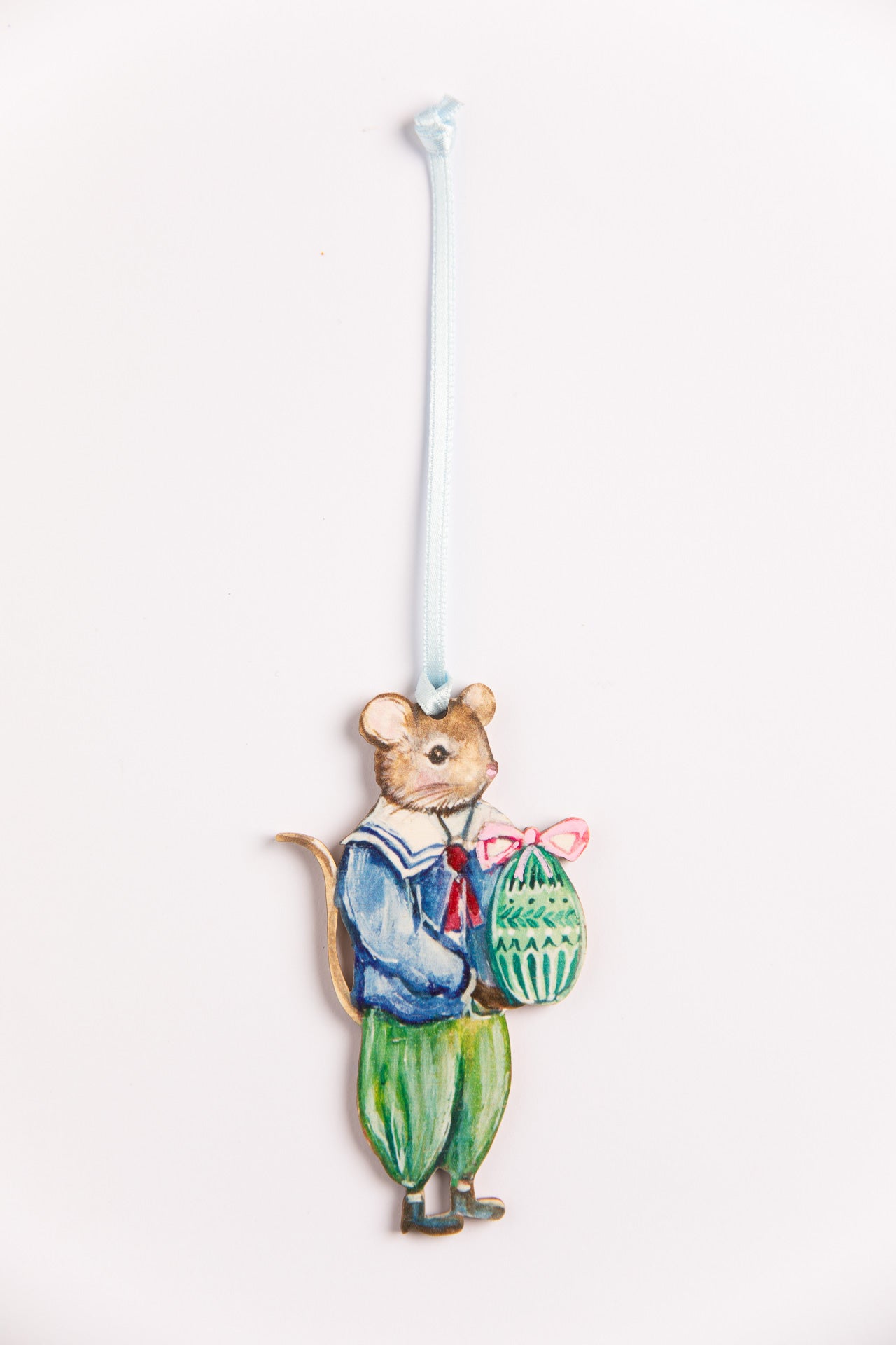 Girl and Boy Spring Mouse ~ Pair of Hanging Wooden Decorations