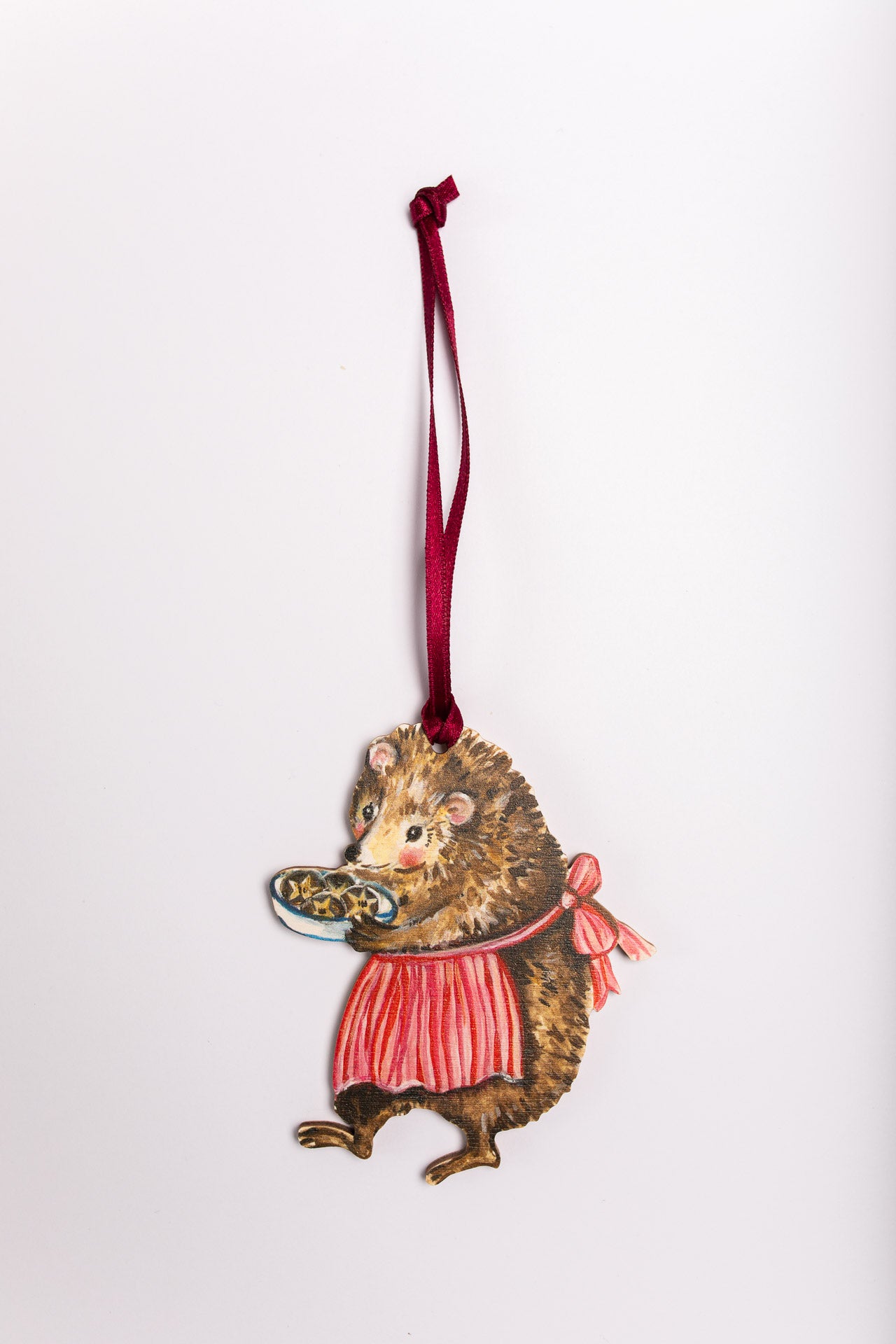 Mrs Hedgehog and Mince Pies ~ Wooden Hanging Decoration