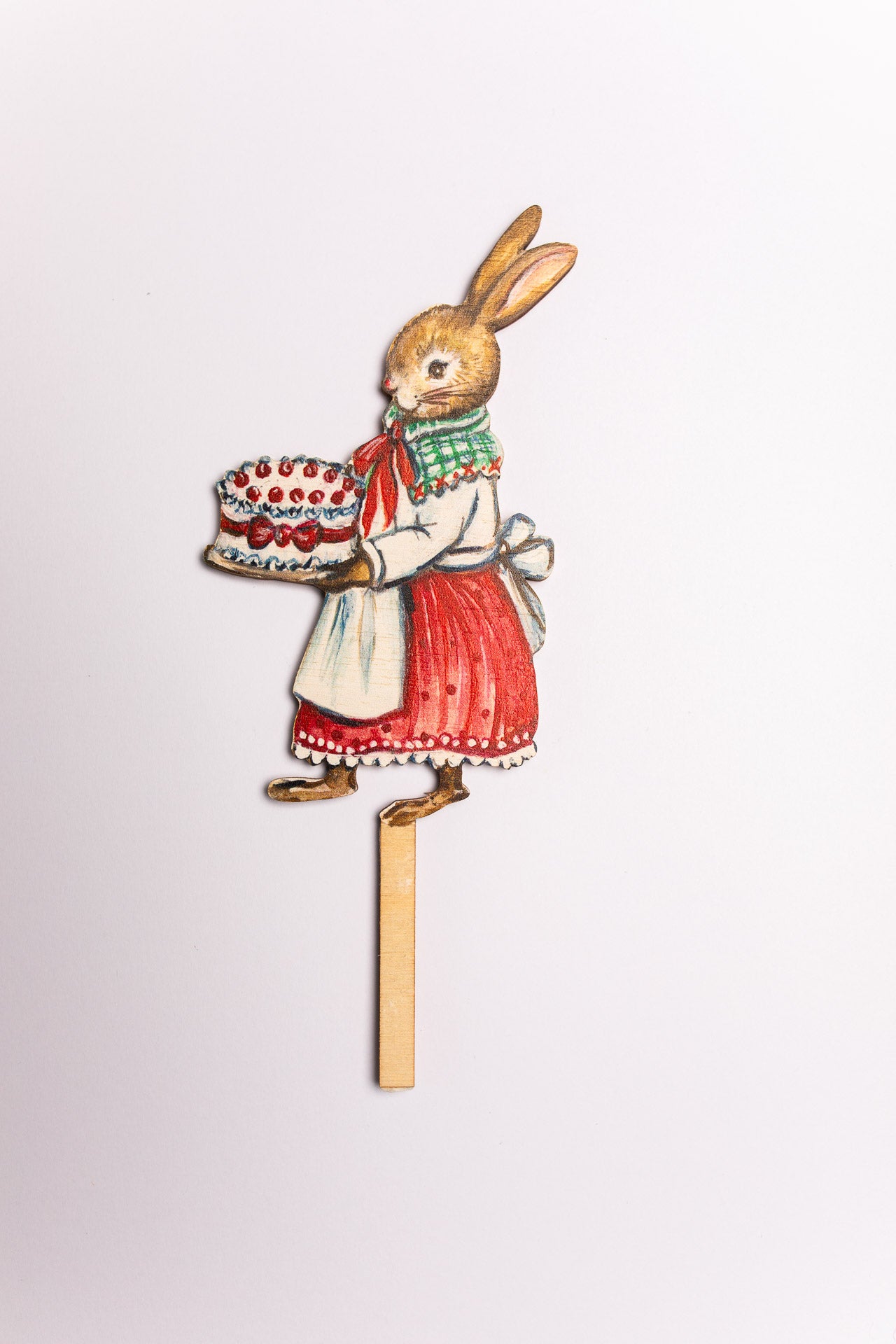 Mrs Rabbit with Christmas Cake ~ Wooden Cake Topper