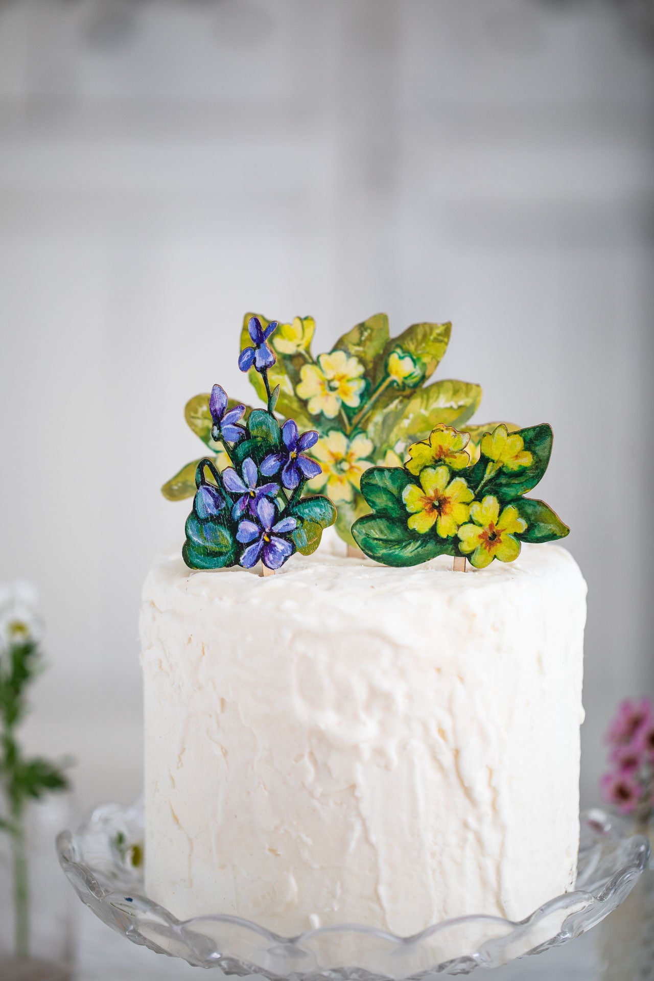 Yellow Primroses ~ Wooden Cake Topper