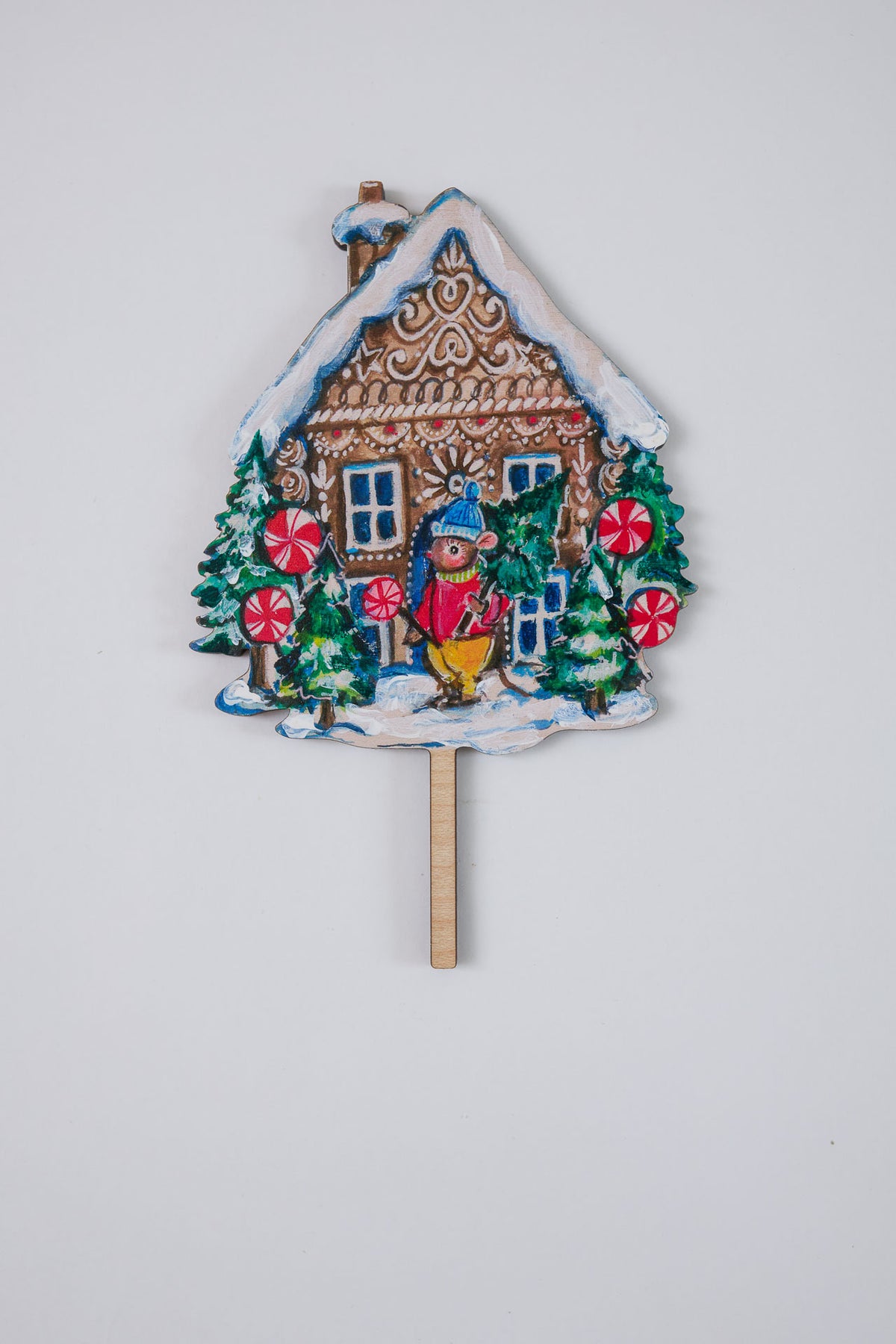 Gingerbread House with Sweets ~ Wooden Cake Topper