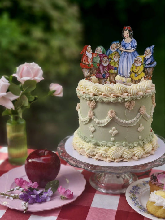 Snow White and The Seven Dwarfs ~ Wooden Cake Topper Set.