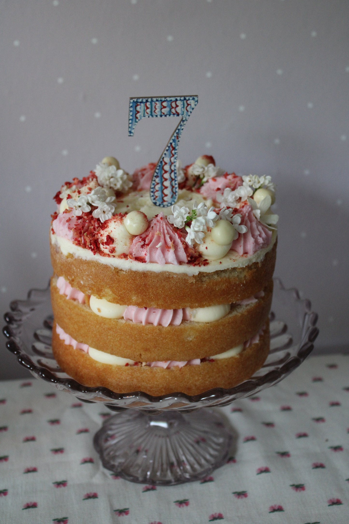 Number 7 - Folk Wooden Cake Topper