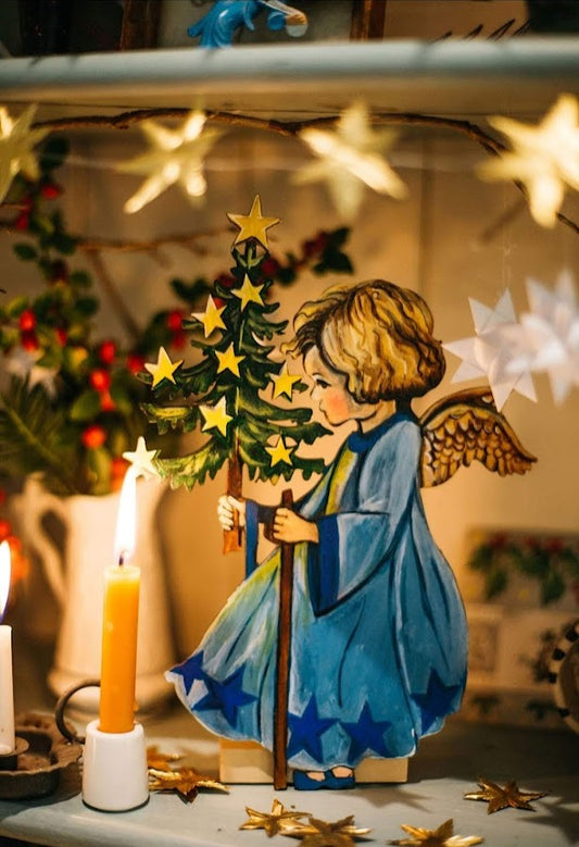 Christmas Angel (Blue) ~ Candle Holder