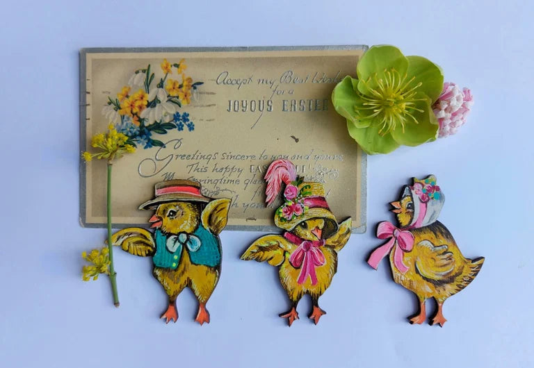 Easter Chicks ~ Set of Three Wooden Hanging Decorations